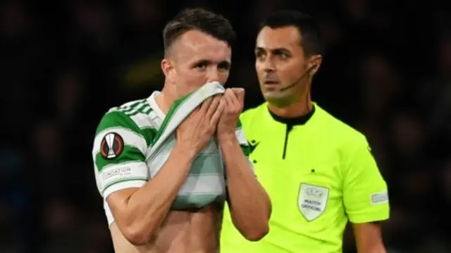 Celtic's David Turnbull looks disappointed