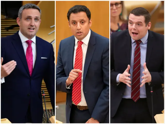 Alex Cole-Hamilton, Anas Sarwar and Douglas Ross