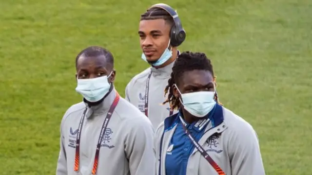 Rangers' Glen Kamara, Juninho Bacuna and Calvin Bassey