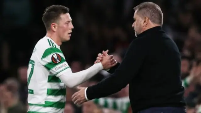 Celtic's Callum McGregor and Ange Postecoglou