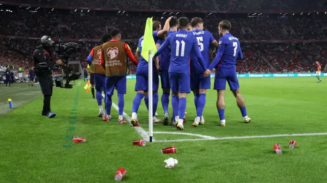 England celebrate in Hungary