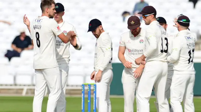 Lancashire celebrate wicket