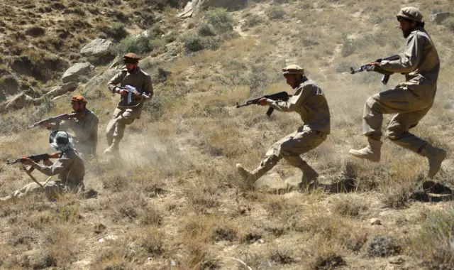 Afghan resistance movement and anti-Taliban uprising forces take part in a military training at Malimah area of Dara district in Panjshir province on September 2, 2021 as the valley remains the last major holdout of anti-Taliban forces.