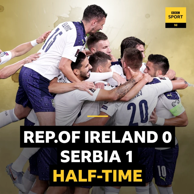 HT Score: Republic of Ireland 0-1 Serbia