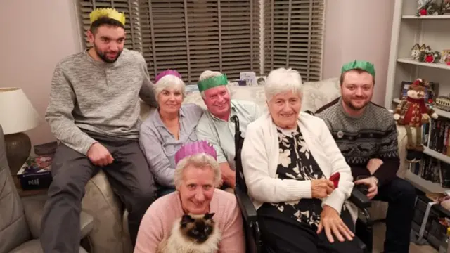 June Clay, second right, Christmas 2019, almost all her money has gone on care home fees