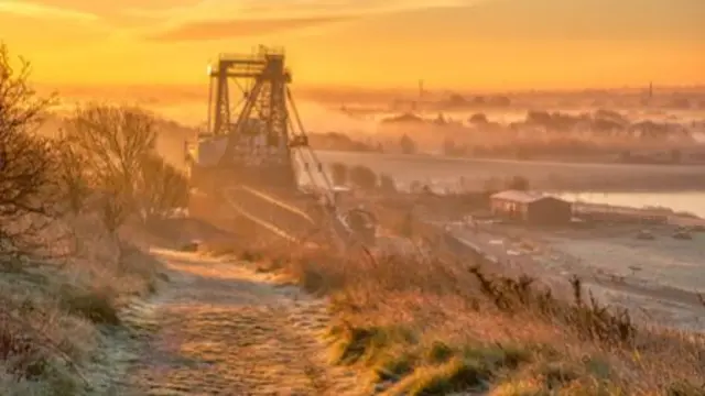 Autumnal views of St Aidan's nature reserve in West Yorkshire