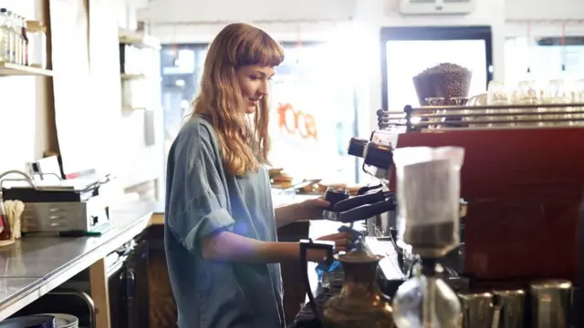 A woman at work