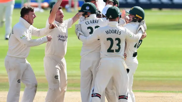 Notts celebrate wicket