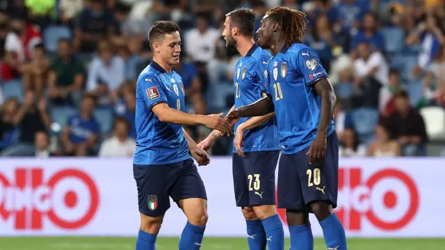 Moise Kean celebrates his goal