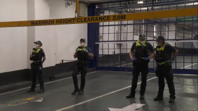 Security presence outside the lawyers office in Melbourne