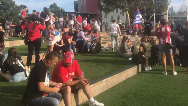 Supporters in Federation square