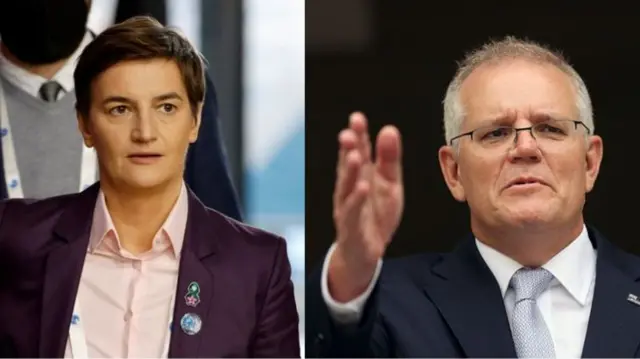 Serbian Prime Minister Ana Brnabic (pictured left) and Australian Prime Minister Scott Morrison (pictured right)