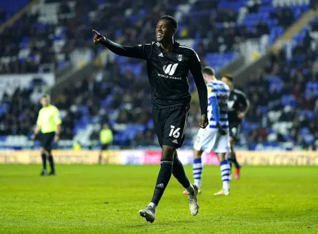 Tosin Adadabioyo celebrates Fulham's sixth