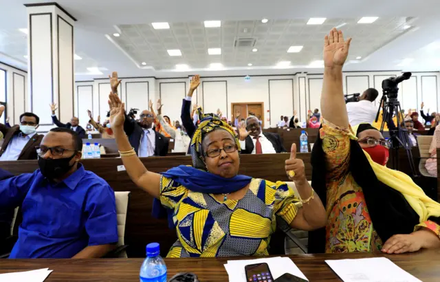 Somali legislators of the lower house of parliament