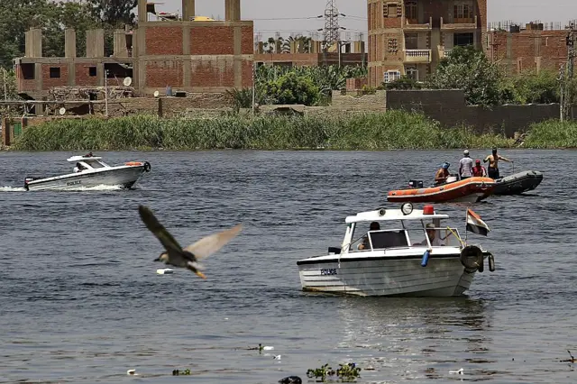 Boats along River Nile