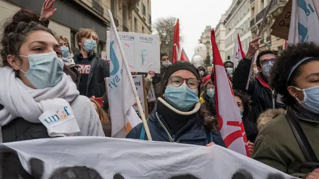 File photo of French teachers on strike