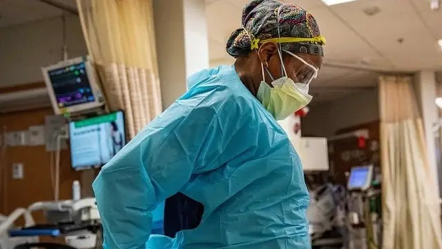 Medical worker wearing protective clothing