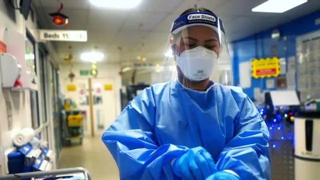 Medical worker wearing full PPE