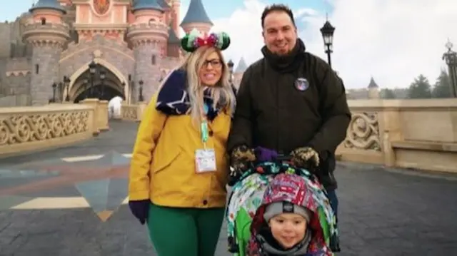 Disney fan Melissa Hamblett with husband James and son Max