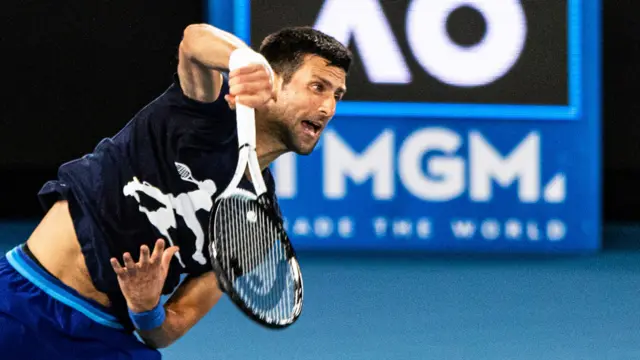Novak Djokovic during a practice session