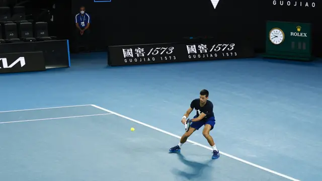 Novak Djokovic at a practice session in Melbourne Park on January 14
