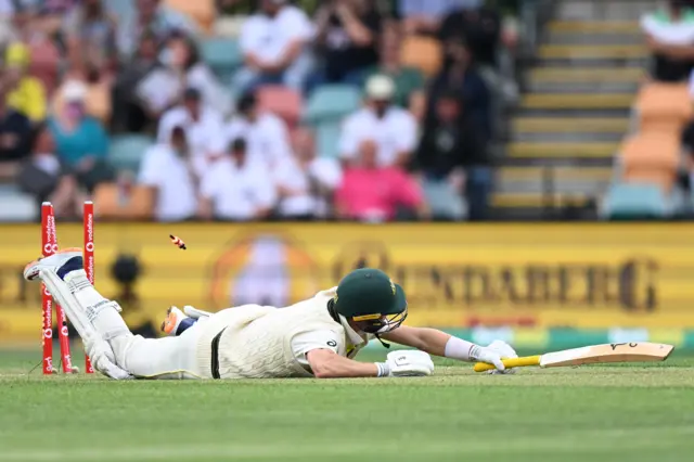 Stuart Broad celebrates dismissing Marnus Labuschagne