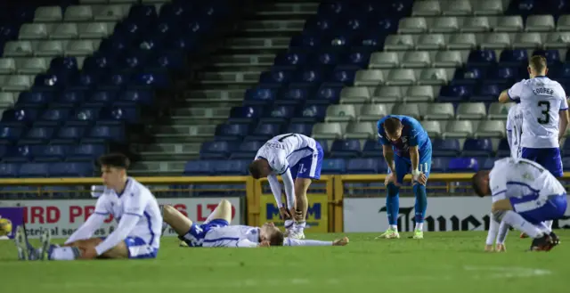 Both sets of players look frustrated at full-time