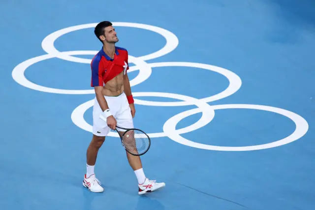 Djokovic pictured at Tokyo Olympics