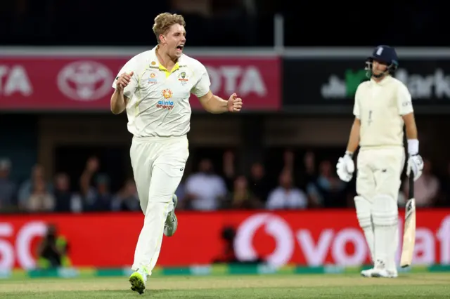 Cameron Green celebrates wicket