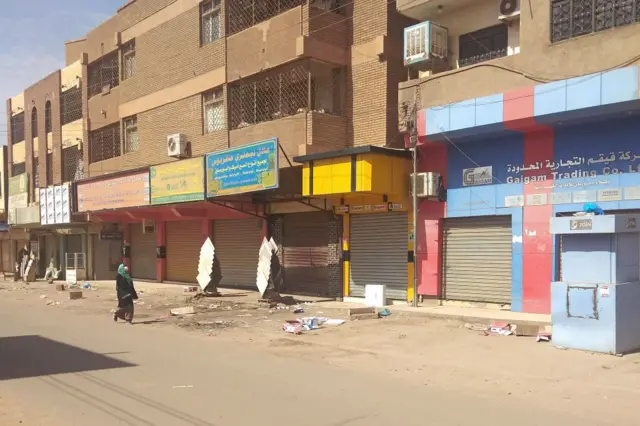 Shops are seen closed in Khartoum's Sajana Market on January 18, 2022, as part of a civil disobedience campaign following killing of seven anti-coup demonstrators