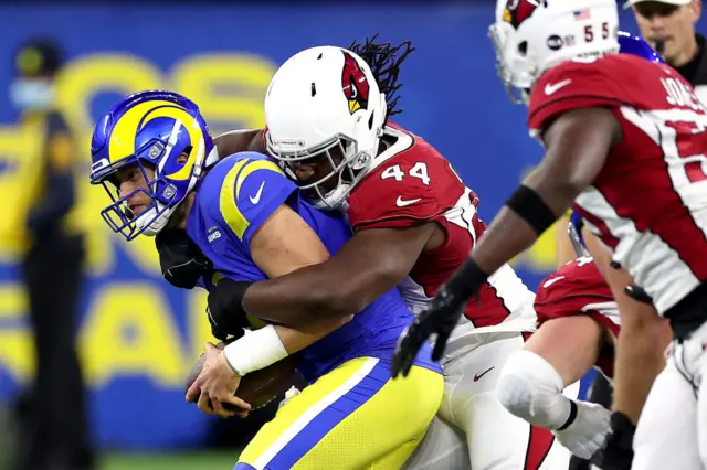 Matt Stafford is sacked by Markus Golden