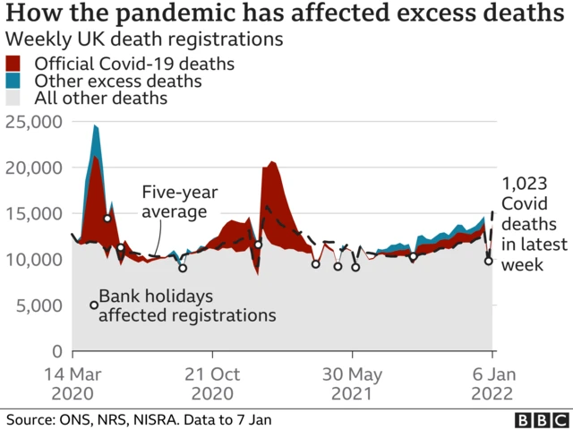 Chart showing how the pandemic has impacted excess deaths