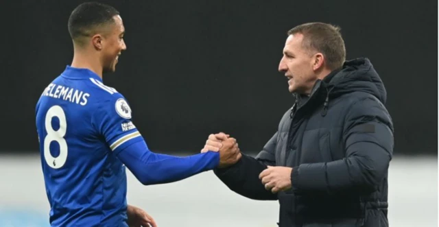 Youri Tielemans and Brendan Rodgers