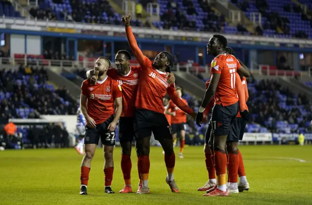 Luton celebrate their goal