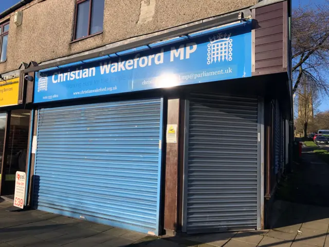 Shutters are down at Christian Wakeford office