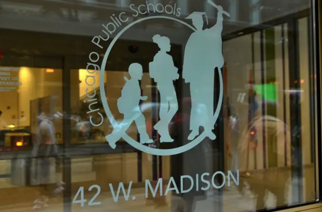 Students walkout to protest by Chicago Public School headquarters on 42 W. Madison, in Chicago, Illinois, United States on January 14, 2022