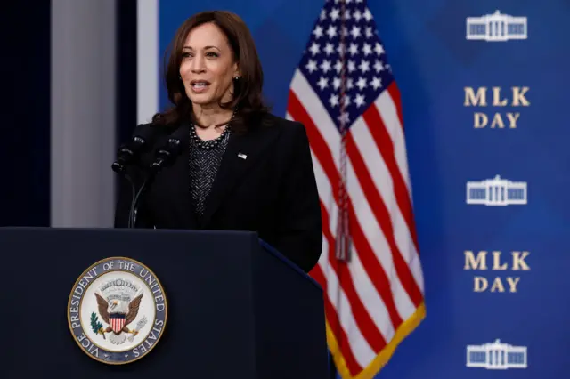 U.S. Vice President Kamala Harris delivers remarks on Martin Luther King Jr. Day