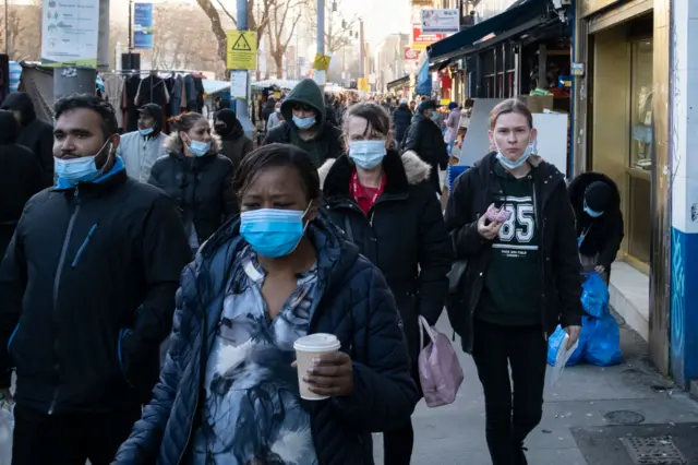 People in london with face masks