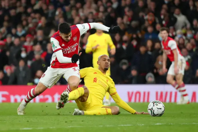 Fabinho tackles Gabriel Martinelli