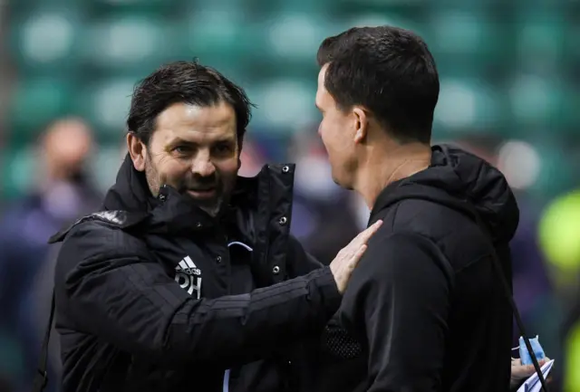 Paul Hartley with Hibs assistant manager Gary Caldwell