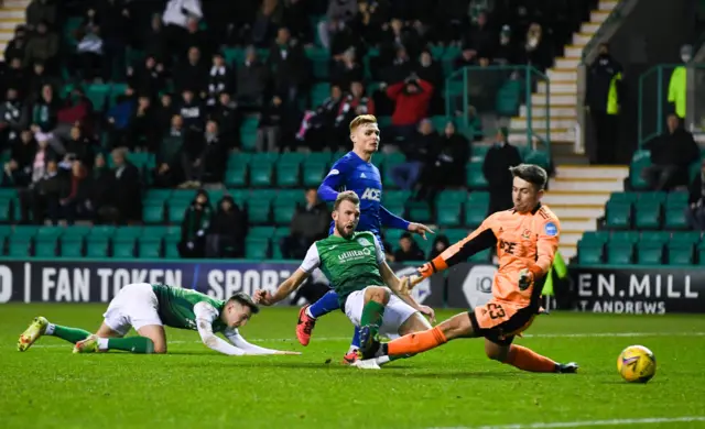 Hibs striker Christian Doidge had a goal ruled out