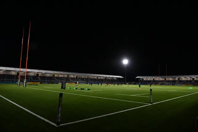 Edinburgh's DAM Health Stadium under lights