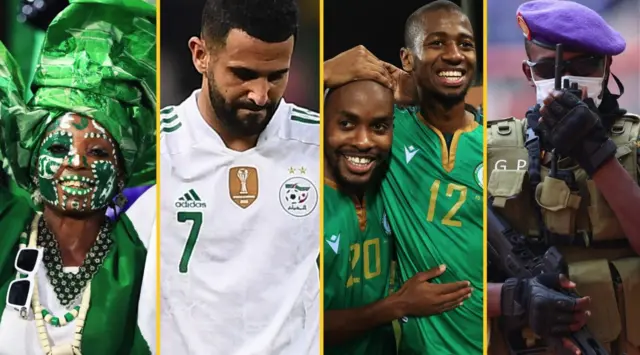 A Nigeria fan, Riyad Mahrez, Comoros celebrations and a Cameroonian soldier