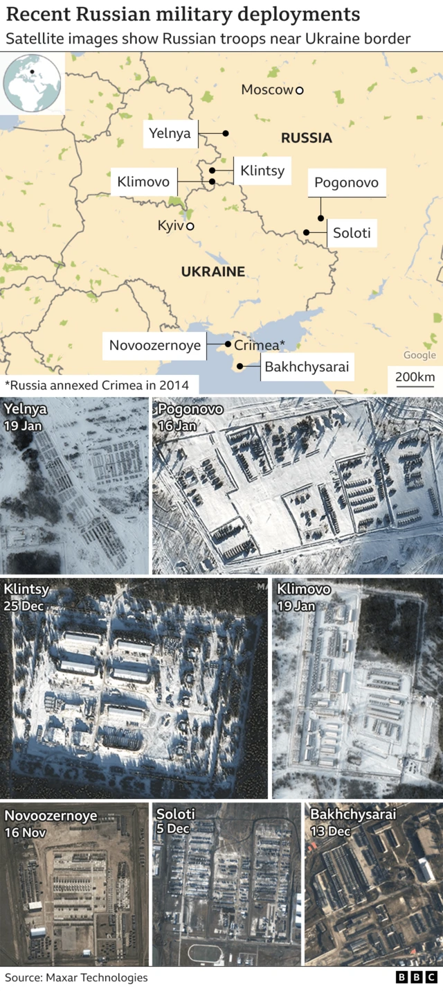 Satellite images of Russian troop deployments