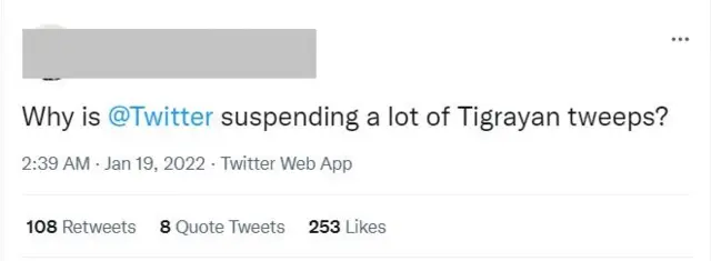 A tweet complaining of their friends having been suspended from the platform: