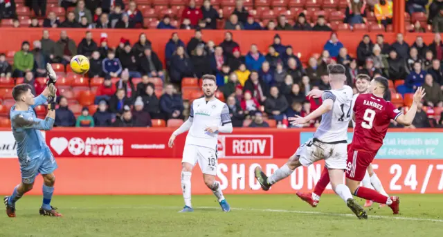 Christian Ramirez smashes in Aberdeen's second goal