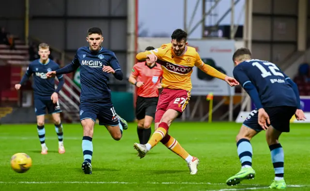 Motherwell's Sean Goss had a good sight on goal