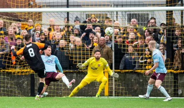 Auchinleck striker Graham Wilson fires over