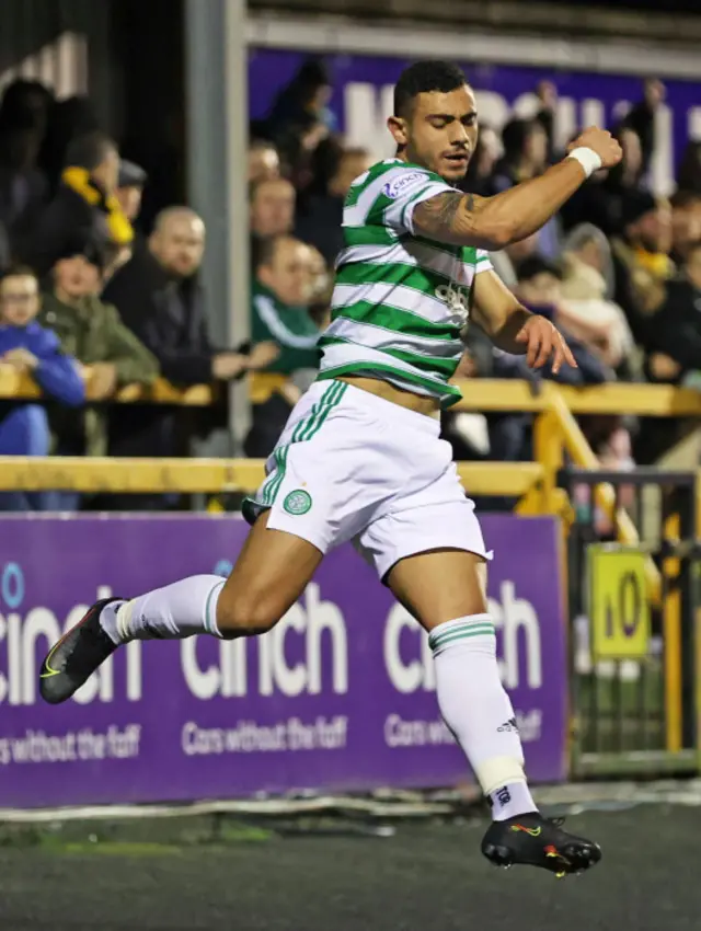 Giorgos Giakoumakis celebrates the opening goal