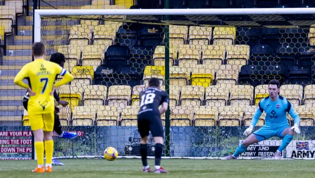 Ayo Obileye scores a penalty